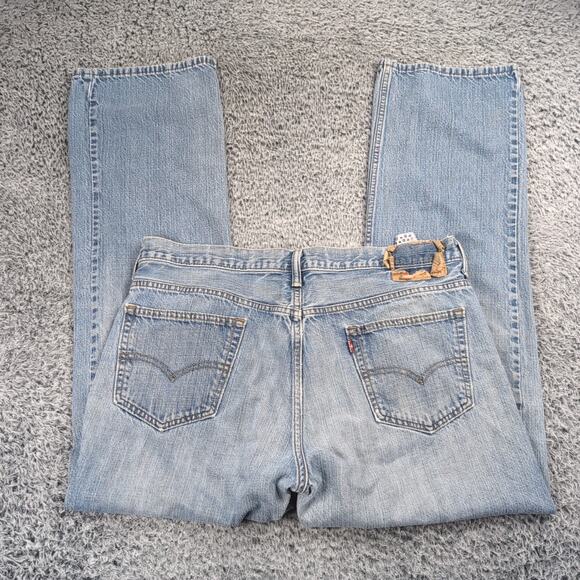 Levis 569 Jeans Men 36X34 Blue Distressed Straight Chore Work Casual Stretch - Picture 1 of 9